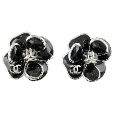 chanel black flower clip earrings|Chanel inspired clip on earrings.